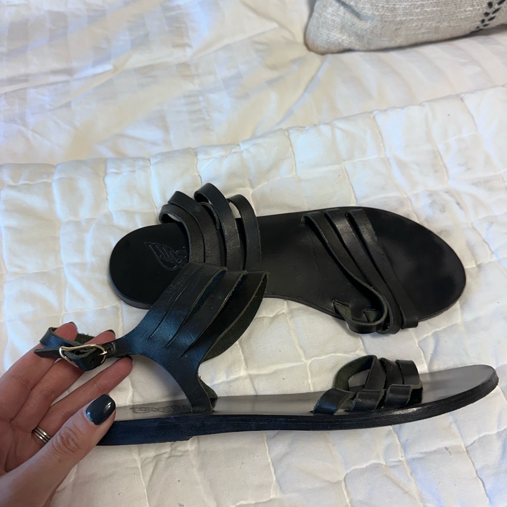 Ancient Greek Sandals Black Strappy Flats